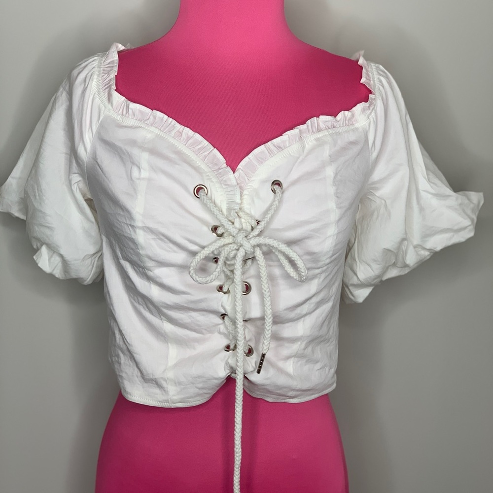 Woven off white top